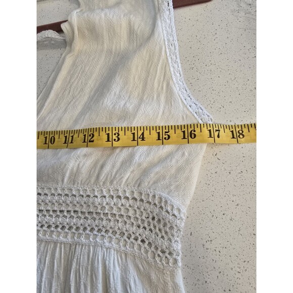 Sandro Paris Dress Womens M White Keyhole Coquette A-Line Peek A Boo Crochet - Picture 9 of 16